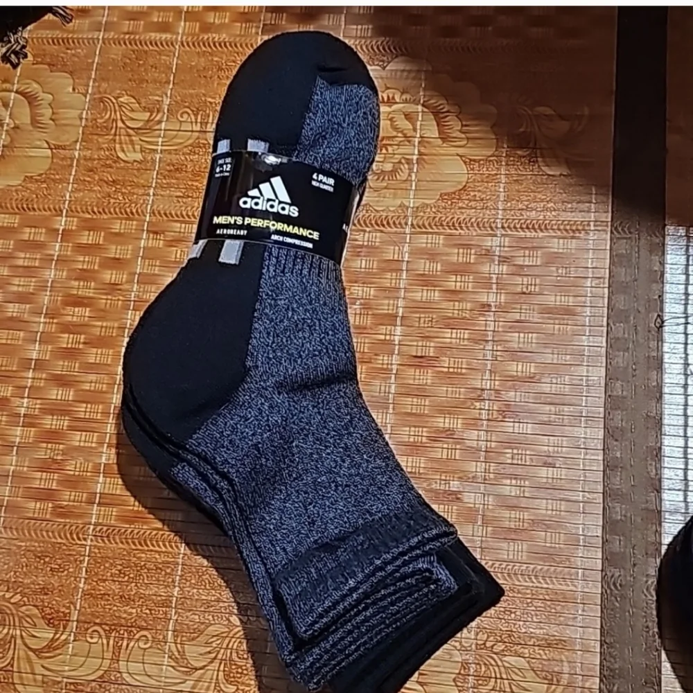 Socks by Adidas Mens 4 Pair Performance High Quarter Length grey black